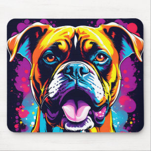Boxer Dog Portrait Pop Art Mouse Mat