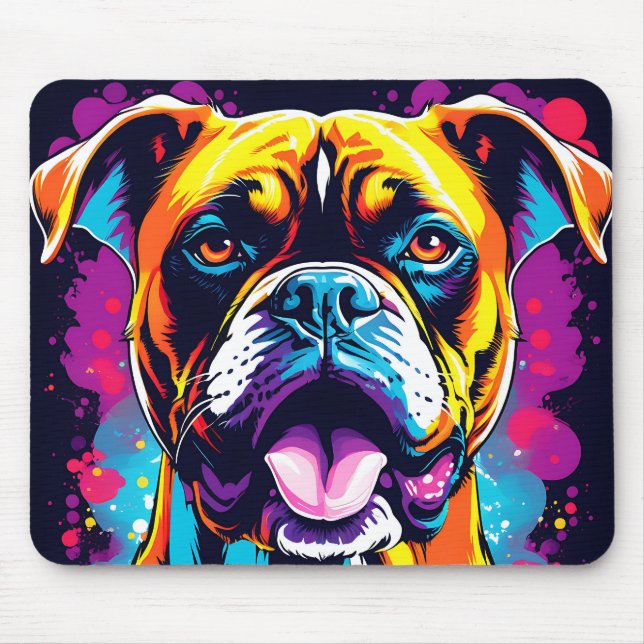 Boxer Dog Portrait Pop Art Mouse Mat (Front)
