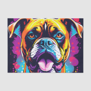 Boxer Dog Portrait Pop Art Tissue Paper