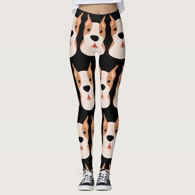 BOXER DOG PRINT YOGA PANTS LEGGINGS (Front)