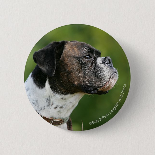 Boxer Dog Profile 6 Cm Round Badge (Front)