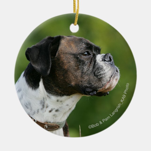 Boxer Dog Profile Ceramic Tree Decoration (Front)
