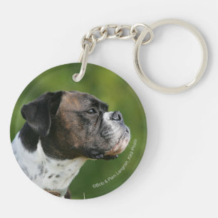 Boxer Dog Profile Key Ring