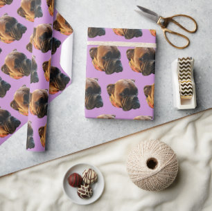 Boxer Dog Puppy Photo Pastel Purple Custom Wrapping Paper