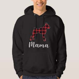 Boxer Dog Puppy Red plaid funny Christmas Hoodie