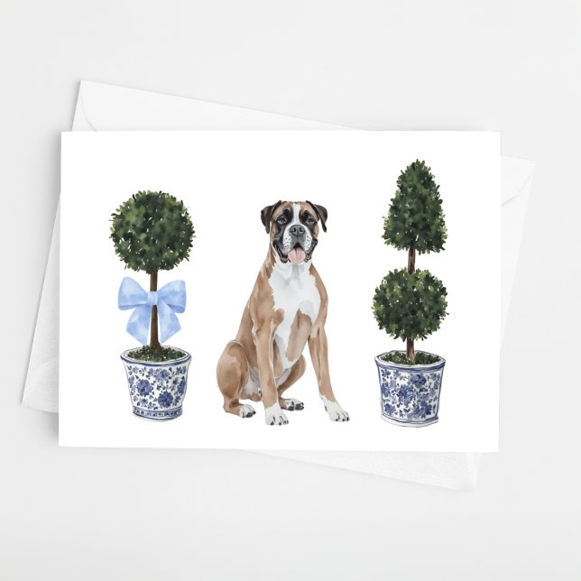 Boxer Dog Puppy Topiary Watercolor Card (Creator Uploaded)