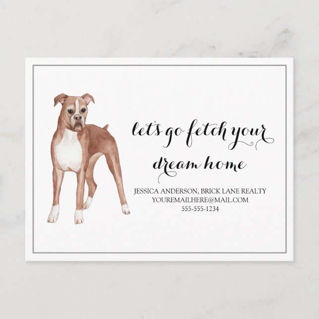 Boxer Dog Real Estate Buying Marketing  Postcard (Front)