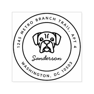 Boxer Dog Return Address Stamp Self-Inking