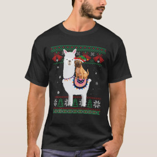 Boxer Dog Riding Llama Funny Ugly Christmas T-Shirt