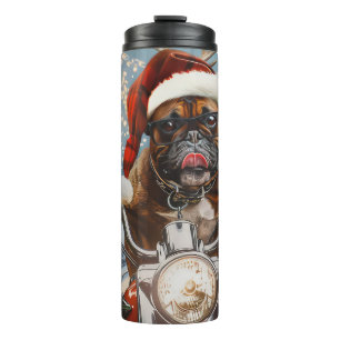 Boxer Dog Riding Motorcycle Christmas  Thermal Tumbler