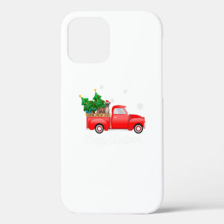 Boxer Dog Riding Red Truck Christmas iPhone 12 Case