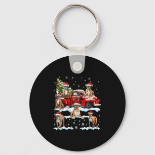 Boxer Dog Riding Red Truck Ugly Sweater Merry Chri Key Ring