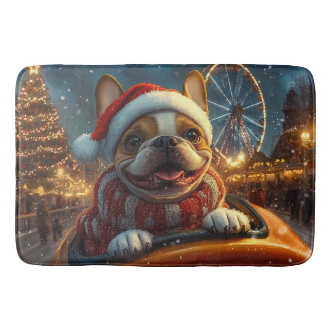 Boxer Dog Roller Coaster Christmas Bath Mat (Front)