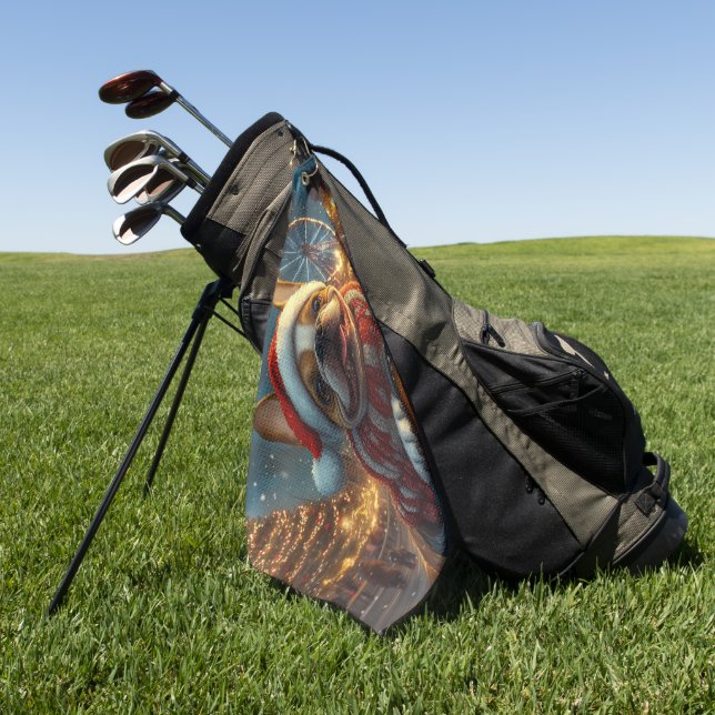 Boxer Dog Roller Coaster Christmas Golf Towel (Green)