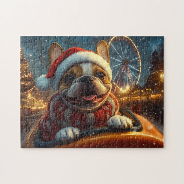 Boxer Dog Roller Coaster Christmas Jigsaw Puzzle (Horizontal)