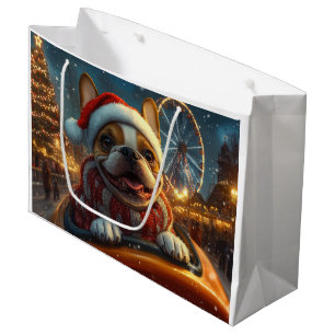 Boxer Dog Roller Coaster Christmas Large Gift Bag