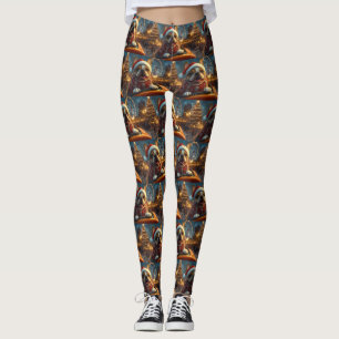 Boxer Dog Roller Coaster Christmas Leggings