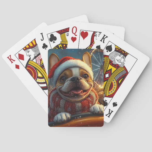 Boxer Dog Roller Coaster Christmas Playing Cards (Back)