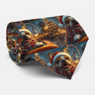 Boxer Dog Roller Coaster Christmas Tie
