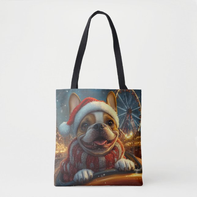 Boxer Dog Roller Coaster Christmas Tote Bag (Front)