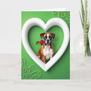 Boxer Dog Rose Heart Gift Card