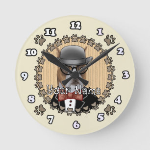 Boxer Dog  Round Clock