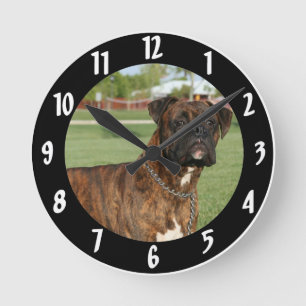 Boxer dog round large clock