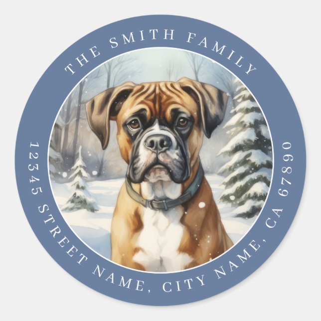 Boxer Dog Round Stickers (Front)