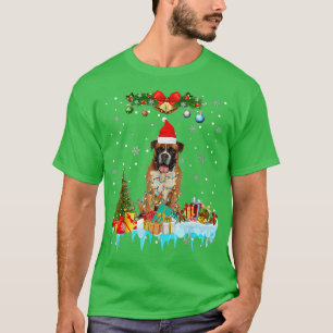 Boxer Dog Santa Hat Reindeer Christmas Lights T-Shirt