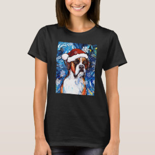 Boxer Dog Santa Starry Night Christmas By Aja T-Shirt