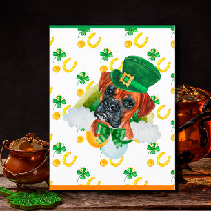 Boxer Dog Shamrock St. Patricks Day Holiday Postcard