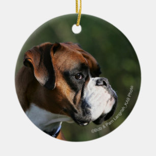 Boxer Dog Side Profile Ceramic Tree Decoration