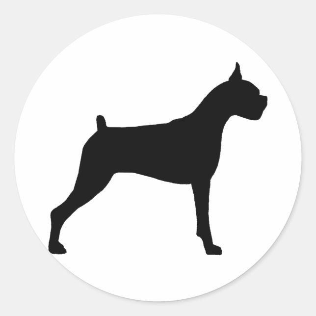 Boxer Dog Silhouette Classic Round Sticker (Front)