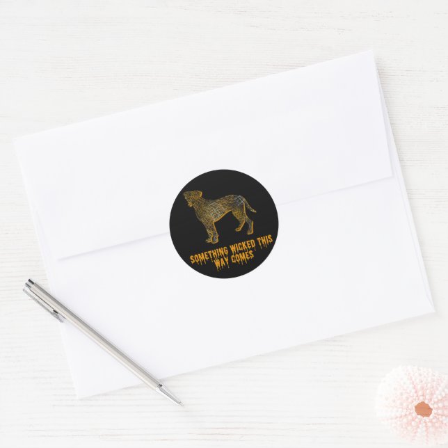Boxer Dog Silhouette Fun Halloween Classic Round Sticker (Envelope)