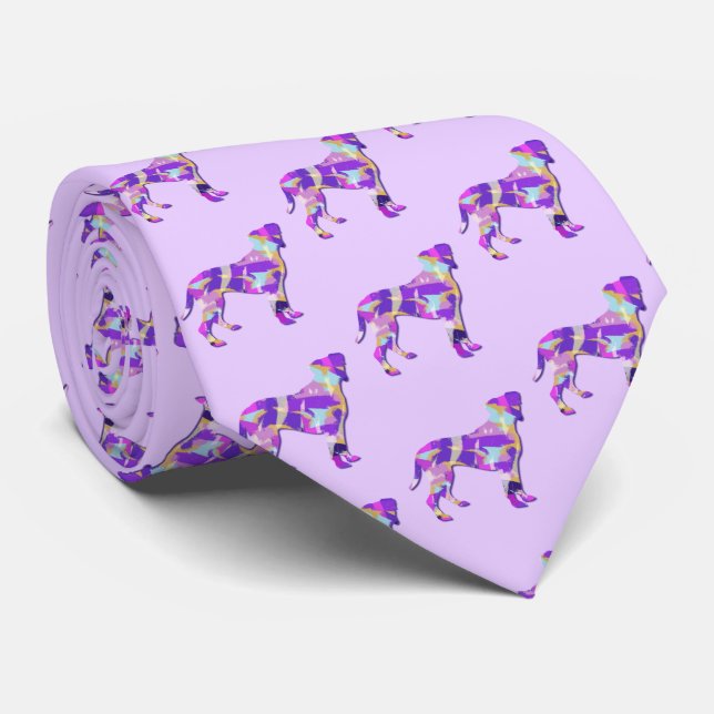 Boxer Dog Silhouette Light Purple  Tie (Rolled)