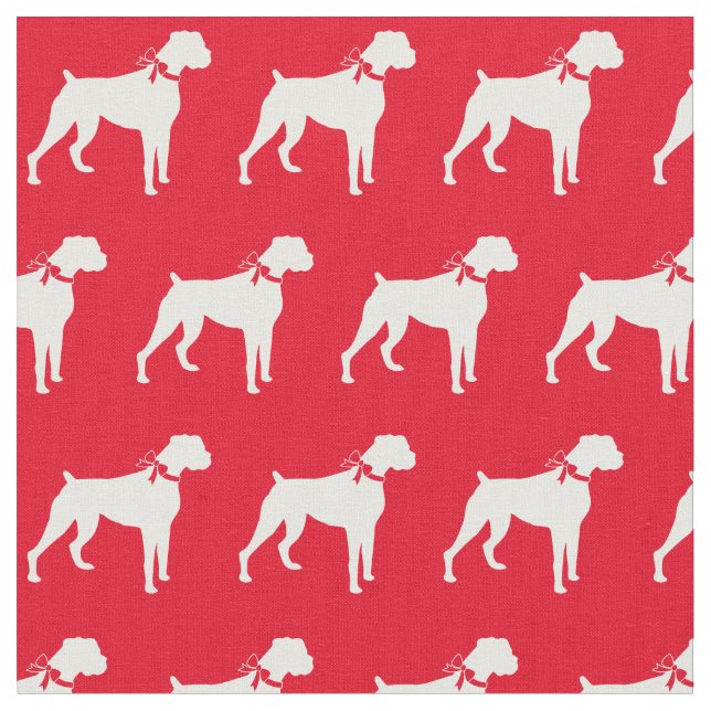 Boxer Dog Silhouette Pet Red Fabric (Close Up)