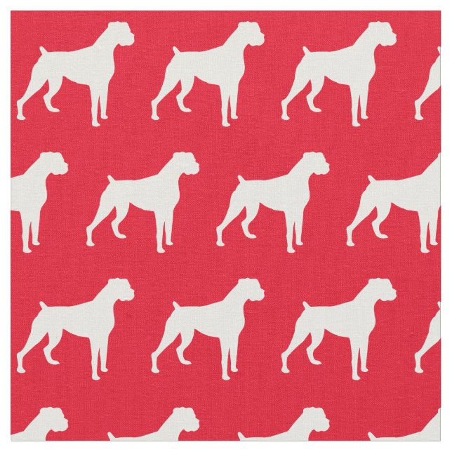 Boxer Dog Silhouette Pet Red Fabric (Close Up)