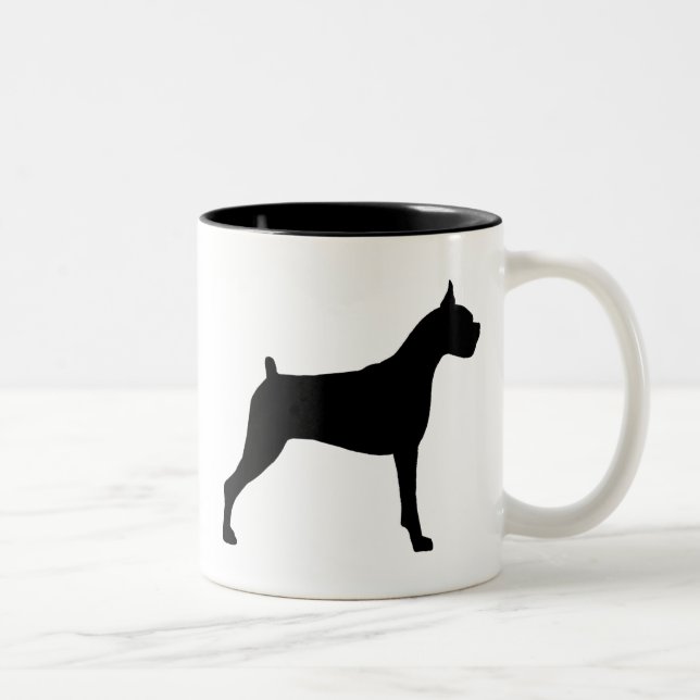 Boxer Dog Silhouette Two-Tone Coffee Mug (Right)