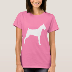 Boxer Dog Silhouette (white) T-Shirt