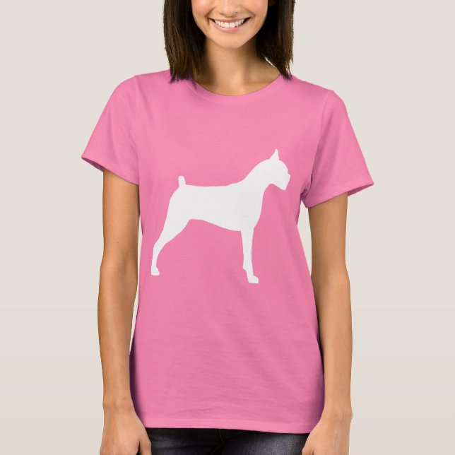 Boxer Dog Silhouette (white) T-Shirt (Front)