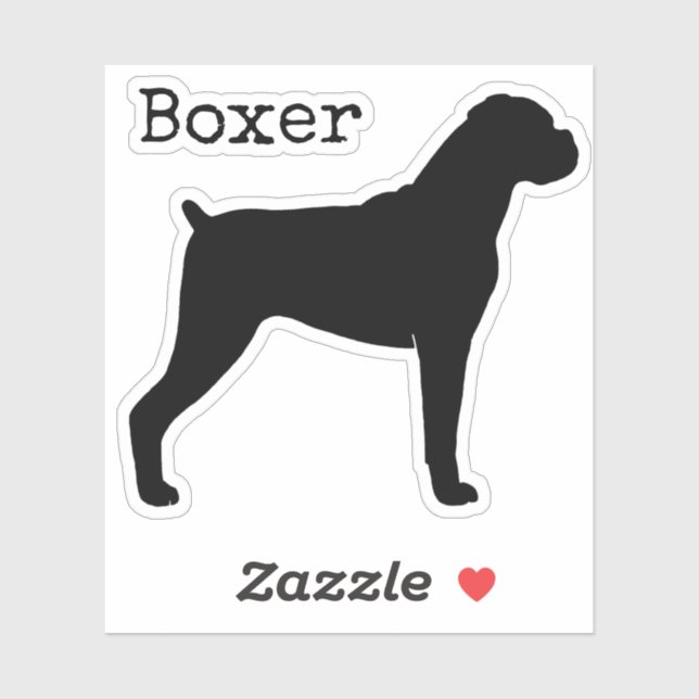 Boxer Dog Silhouette with Natural Floppy Ears (Sheet)
