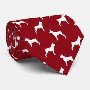 Boxer Dog Silhouettes Pattern (Cropped Ears) Tie