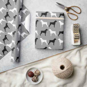 Boxer Dog Silhouettes Pattern Wrapping Paper