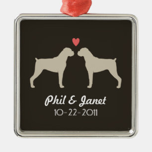 Boxer Dog Silhouettes Wedding Couple Love Custom Metal Tree Decoration