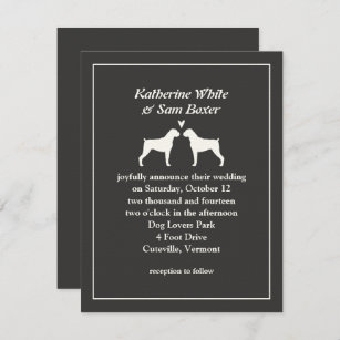 Boxer Dog Silhouettes Wedding Invitation