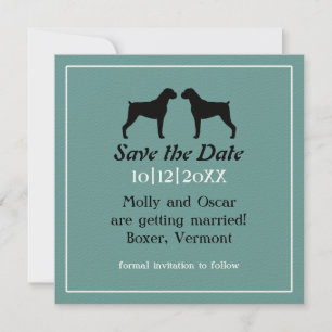 Boxer Dog Silhouettes Wedding Save the Date