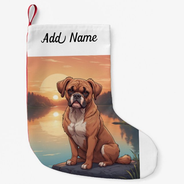 Boxer Dog Small Christmas Stocking (Front)