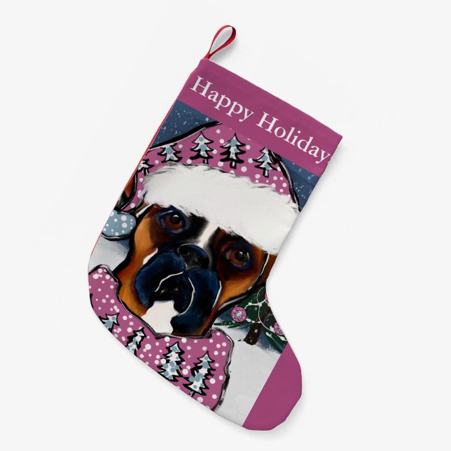 Boxer Dog Small Christmas Stocking (Front (Hanging))