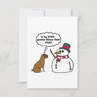 Boxer Dog Snowman Christmas Card