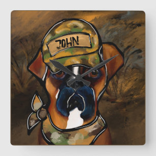 Boxer Dog Square Wall Clock